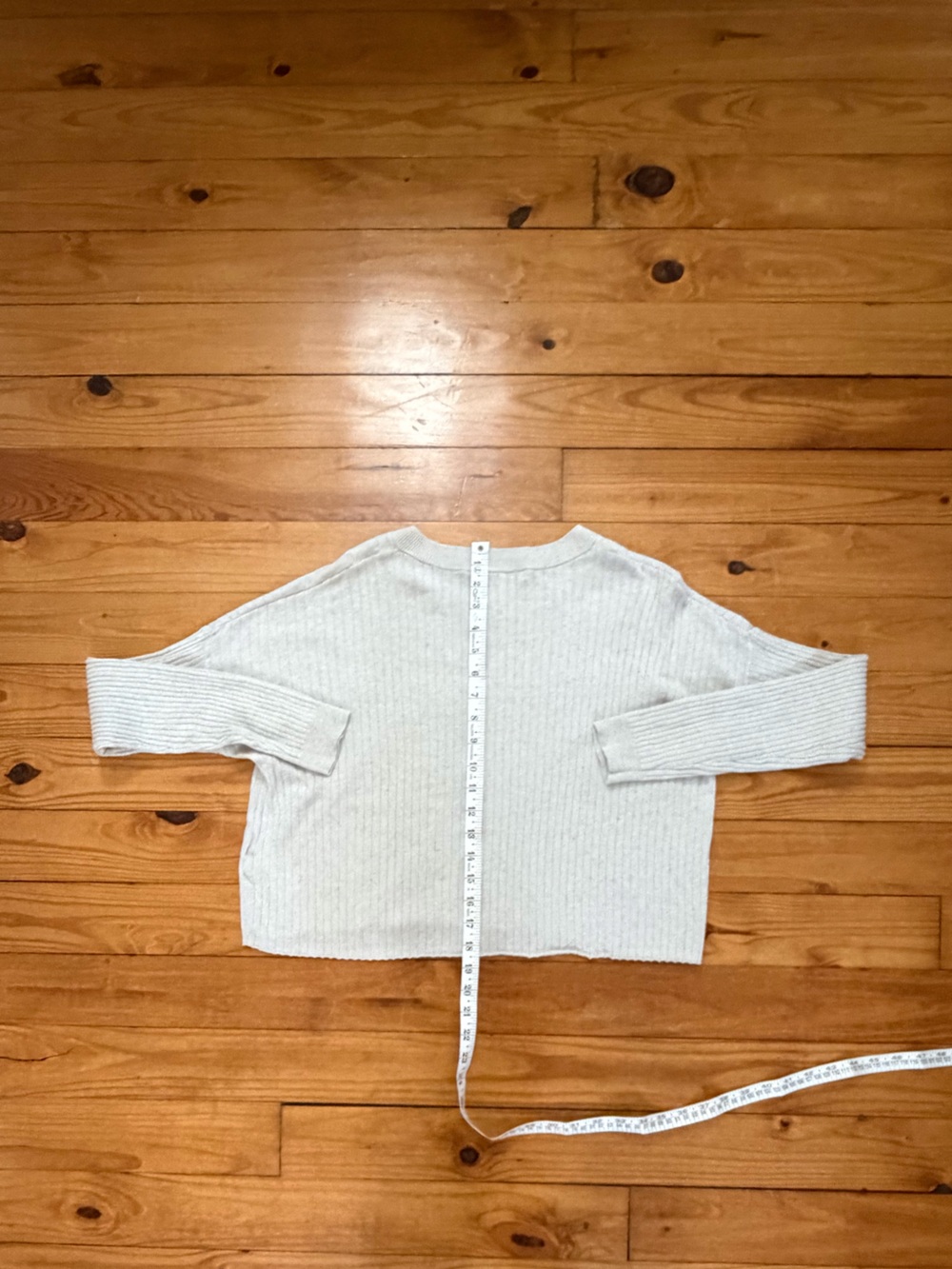Madewell Crop Antique Cream/Light Grey Ribbed Sweater Size M - Picture 6 of 9